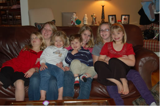 Me and my sisters and cousins at my Mimi's house in Richmond.
